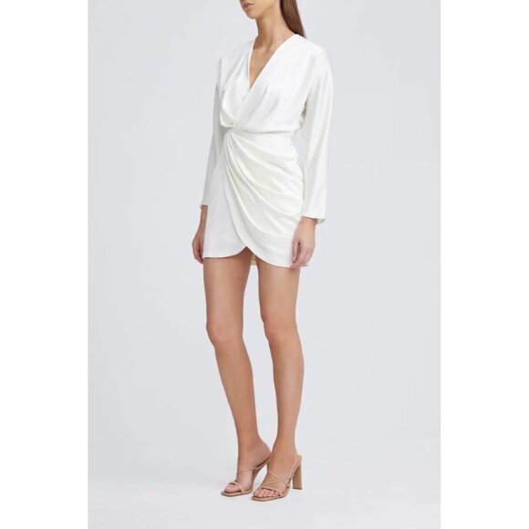 Significant Other Samara Dress Cream Sheen Satin Long Sleeve - Picture 3 of 6